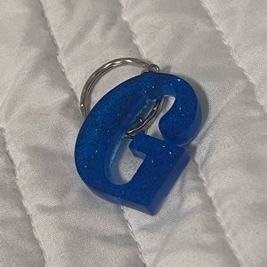 Blueberry Blue Glitter Initial Keychain - G